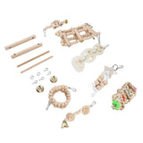 8 Pcs Parrot Toy Wooden Birds Swing Chewing Toy Pet Birds Cage Nest Hanging Toys Spiral Ladders Vertical Roosting Toys - Top-Down View