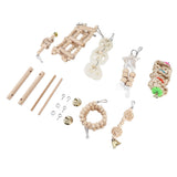 8 Pcs Parrot Toy Wooden Birds Swing Chewing Toy Pet Birds Cage Nest Hanging Toys Spiral Ladders Vertical Roosting Toys - Close-Up Angle