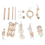 8 Pcs Parrot Toy Wooden Birds Swing Chewing Toy Pet Birds Cage Nest Hanging Toys Spiral Ladders Vertical Roosting Toys - Extra Image