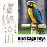 8 Pcs Parrot Toy Wooden Birds Swing Chewing Toy Pet Birds Cage Nest Hanging Toys Spiral Ladders Vertical Roosting Toys