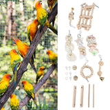8 Pcs Parrot Toy Wooden Birds Swing Chewing Toy Pet Birds Cage Nest Hanging Toys Spiral Ladders Vertical Roosting Toys - Extra Image