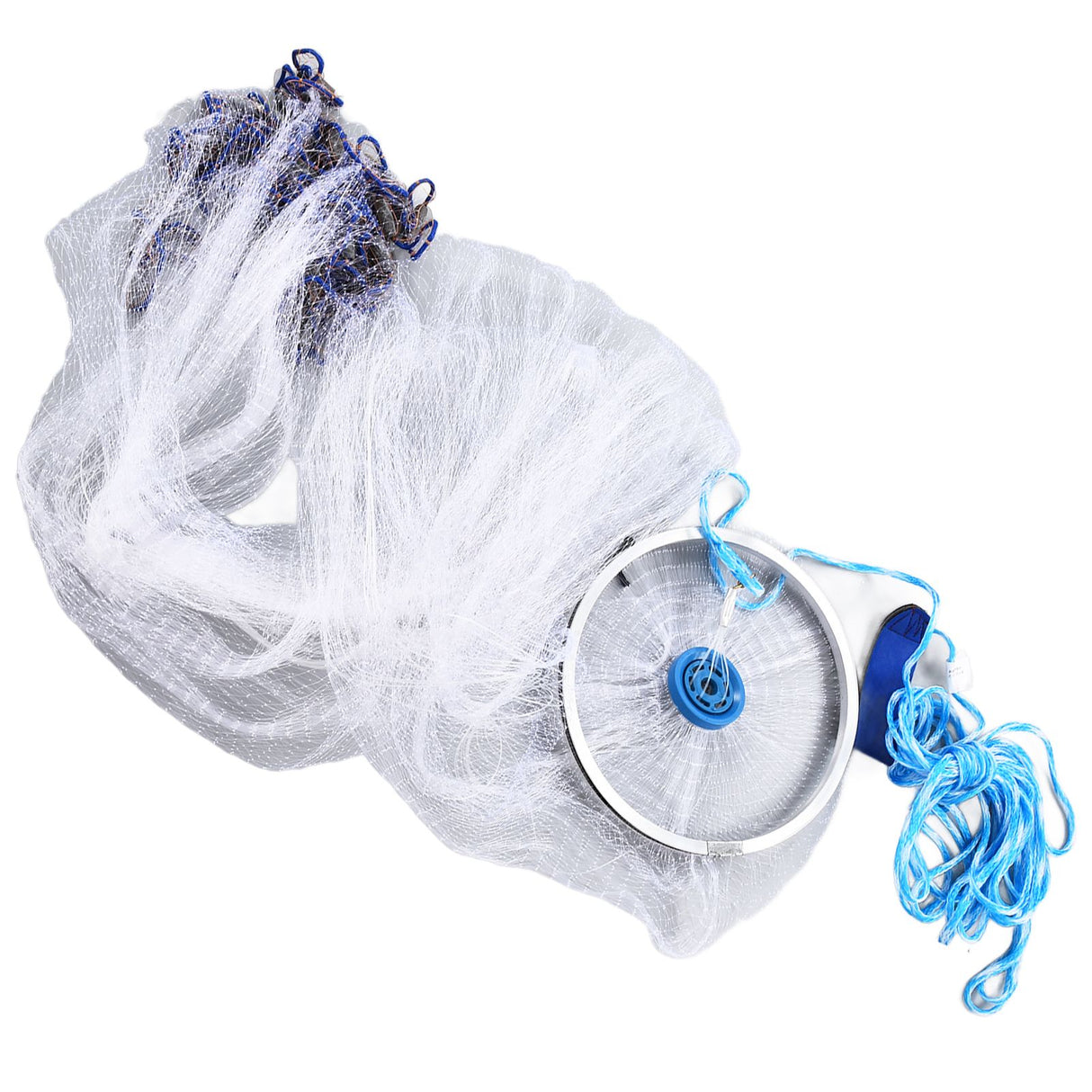 Bait Net American Style Aluminum Ring Monofilament Manual Lightweight Throw Cast Net for Sea Pool