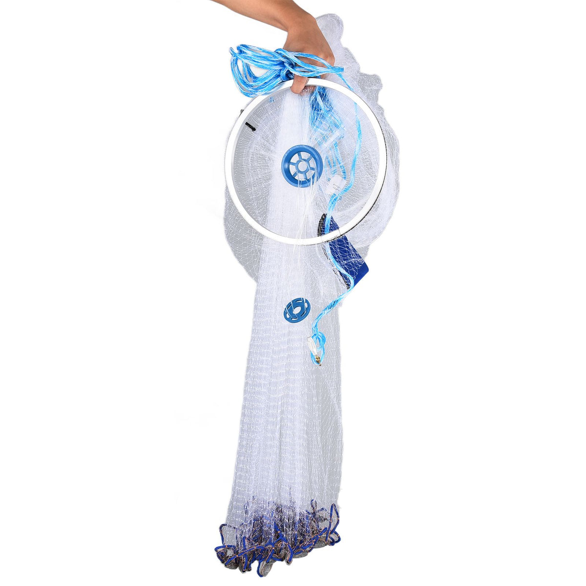 Bait Net American Style Aluminum Ring Monofilament Manual Lightweight Throw Cast Net for Sea Pool