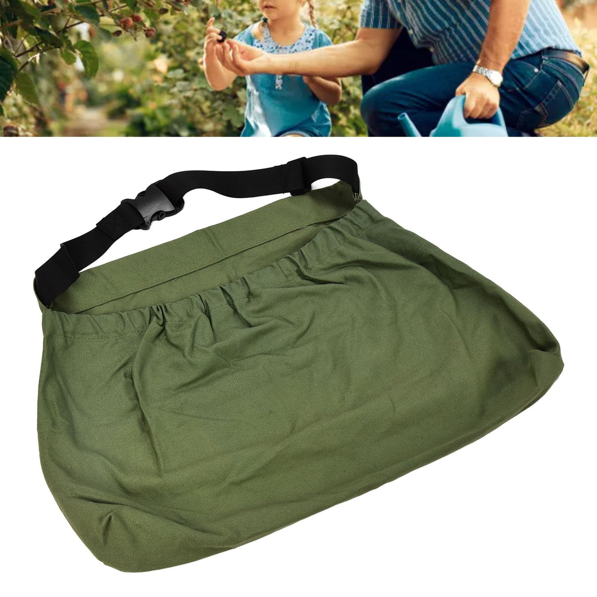 Orchard Picking Bag Waist Hanging Adjustable Oxford Cloth Harvesting Apron for Outdoor GardenMilitary Green