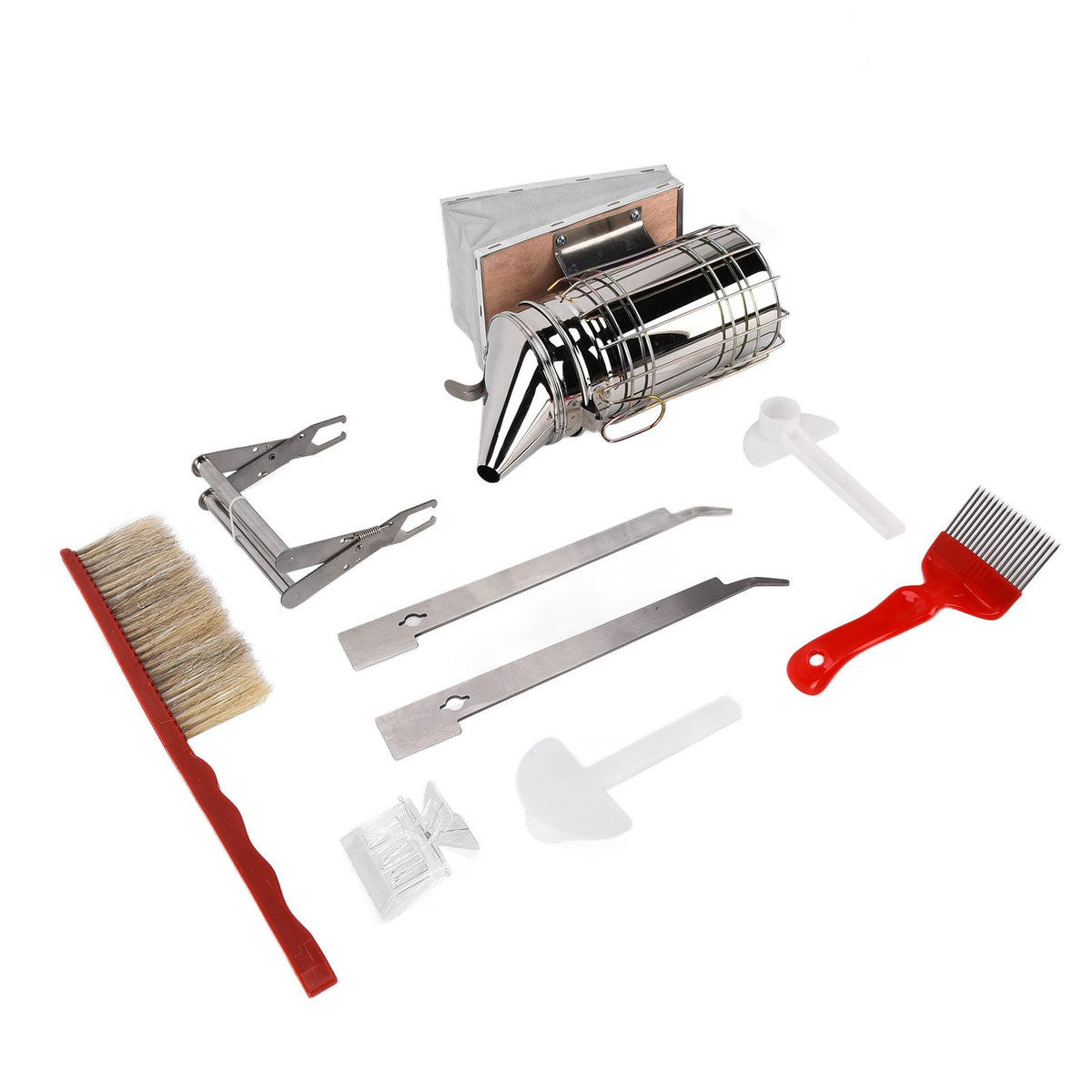 Beekeeping Tool Kit Comb Frame Clip Red Needle Knife Water Feeder Bee Brush Scraper Bee Smoker Queen Bee Catcher