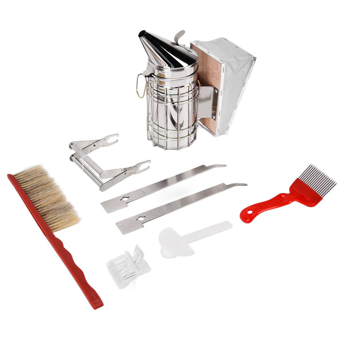 Beekeeping Tool Kit Comb Frame Clip Red Needle Knife Water Feeder Bee Brush Scraper Bee Smoker Queen Bee Catcher