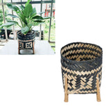 Handwoven Basket Northern Europe Style Bamboo Weaving Plant Basket for Home Decoration