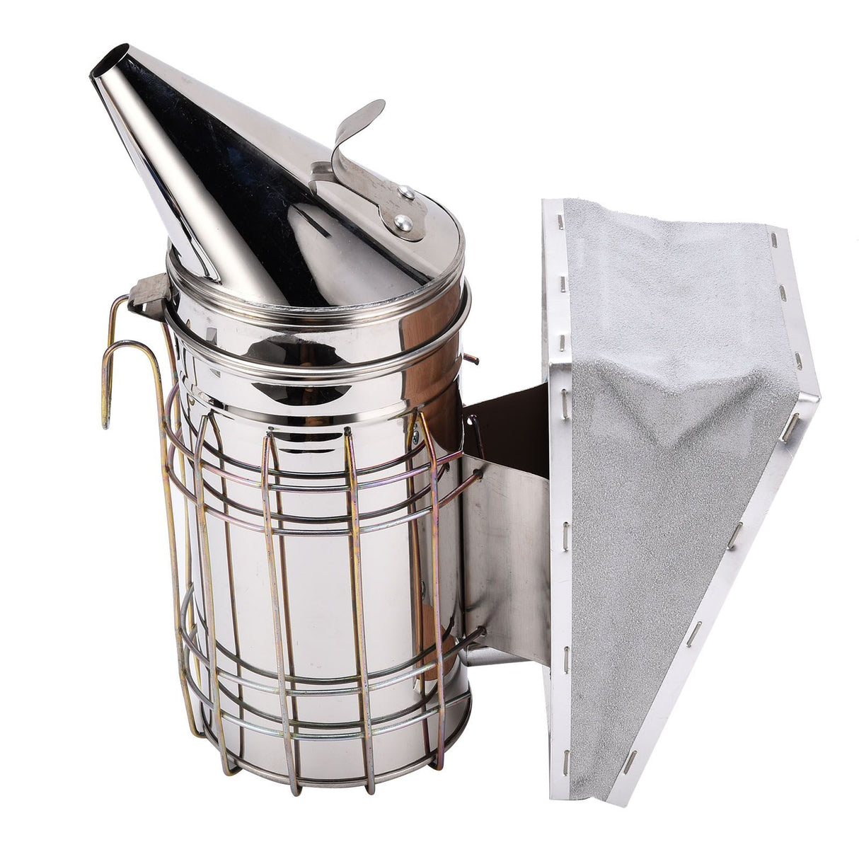 4PCS/Set Beehive Smoker Set Frame Clip Scraper Moxa Cone Stainless Steel Smoker Beekeeper Starter Kit for Beekeeping