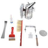 8Pcs/Set Beekeeping Kit Bee Brush Scraper Frame Clip Wire Embedder Beehive Smoker Queen Bee Cage Uncapping Tool