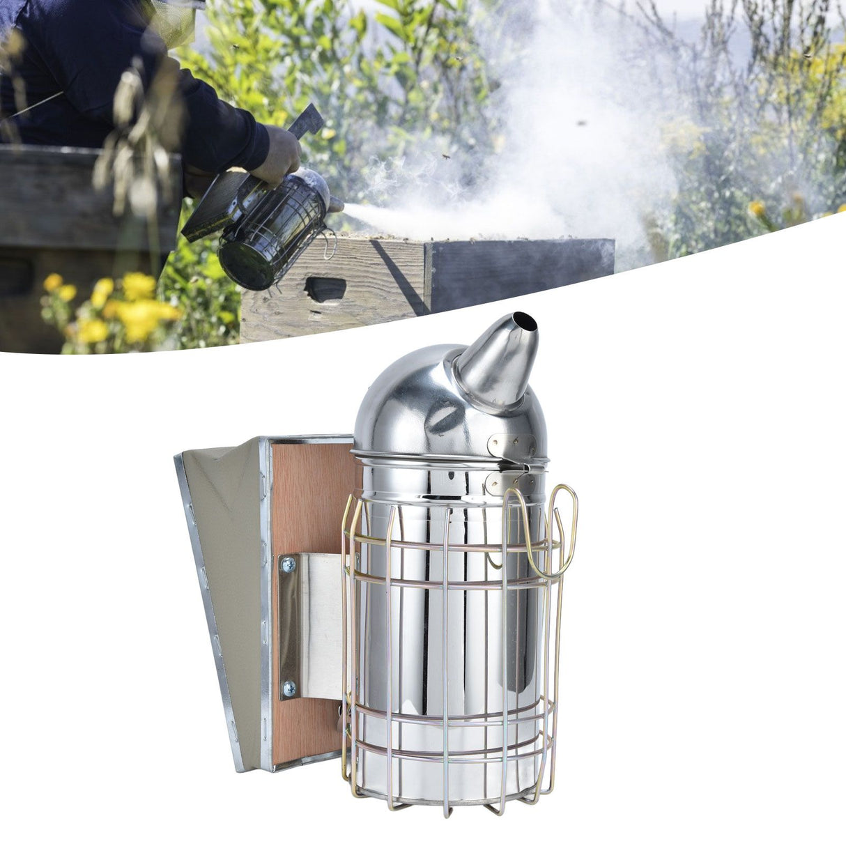 Pointed Beehive Smoker Stainless Steel Beekeeping Equipment Apiculture Tool for Outdoor Bee House