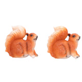 1 Pair Squirrel Resin Figurines Miniature Squirrel Animals Statue Sculpture Ornament for Garden Lawn Decoration