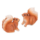 1 Pair Squirrel Resin Figurines Miniature Squirrel Animals Statue Sculpture Ornament for Garden Lawn Decoration - Front View