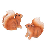 1 Pair Squirrel Resin Figurines Miniature Squirrel Animals Statue Sculpture Ornament for Garden Lawn Decoration - Side View