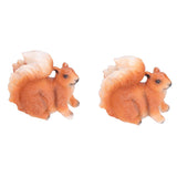 1 Pair Squirrel Resin Figurines Miniature Squirrel Animals Statue Sculpture Ornament for Garden Lawn Decoration - Close-Up Angle