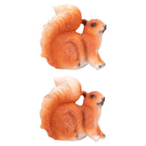 1 Pair Squirrel Resin Figurines Miniature Squirrel Animals Statue Sculpture Ornament for Garden Lawn Decoration - Low Angle