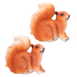 1 Pair Squirrel Resin Figurines Miniature Squirrel Animals Statue Sculpture Ornament for Garden Lawn Decoration