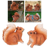1 Pair Squirrel Resin Figurines Miniature Squirrel Animals Statue Sculpture Ornament for Garden Lawn Decoration - Extra Image