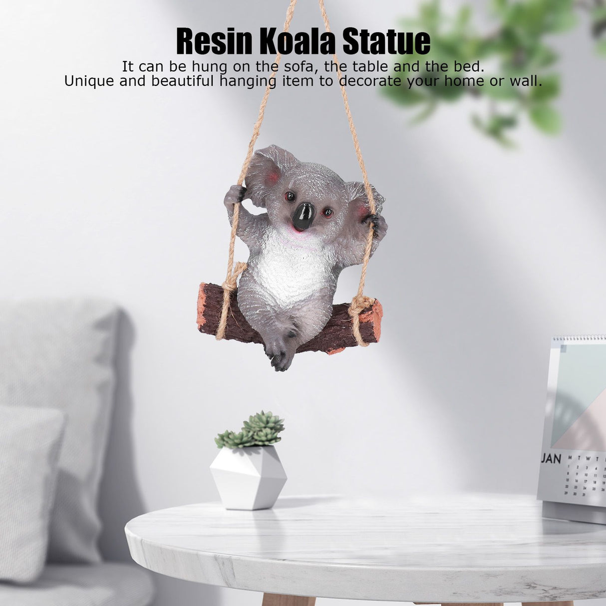 Resin Swinging Koala Animal Model Figurine Statue Sculpture Hanging Ornament Outdoor Yard Decoration