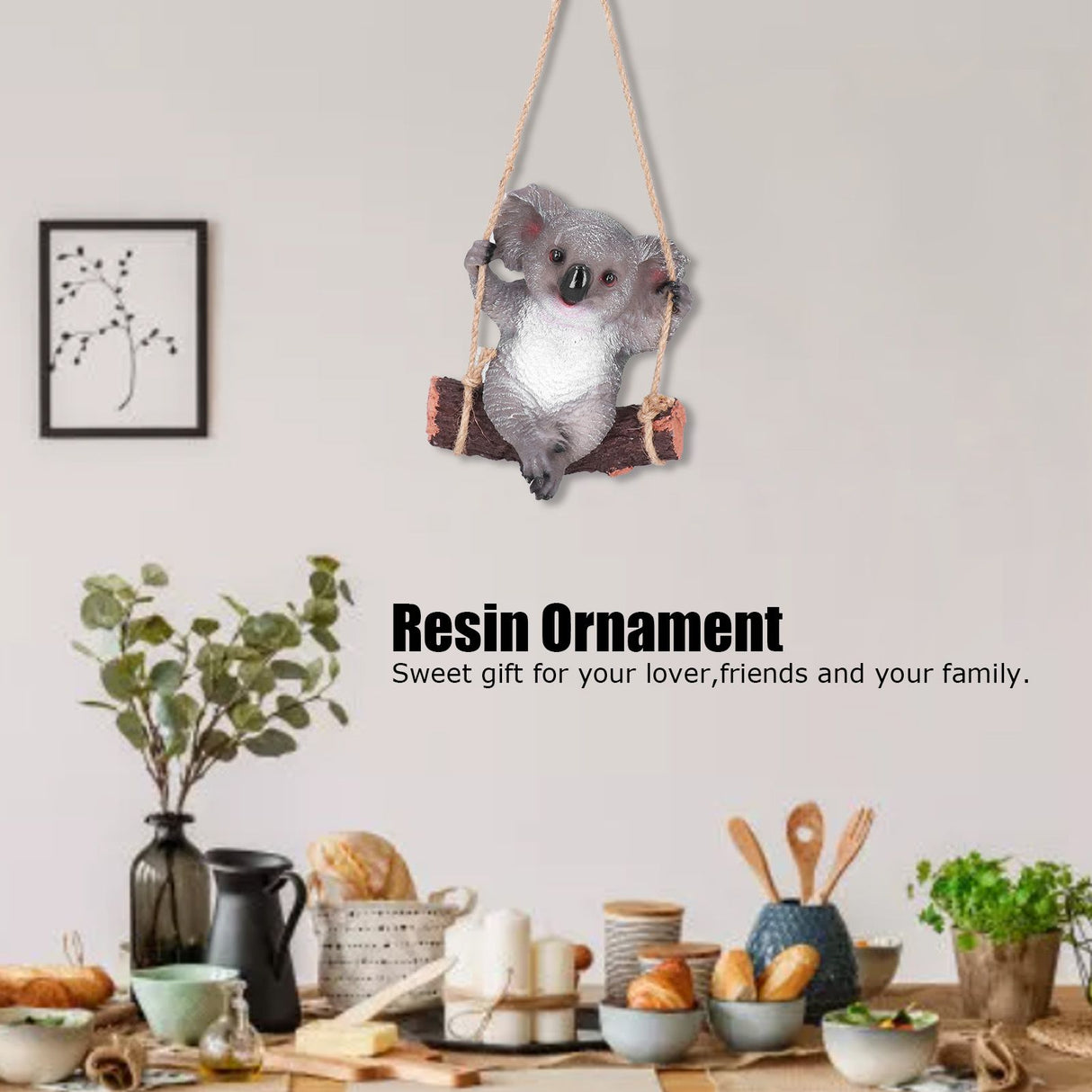 Resin Swinging Koala Animal Model Figurine Statue Sculpture Hanging Ornament Outdoor Yard Decoration