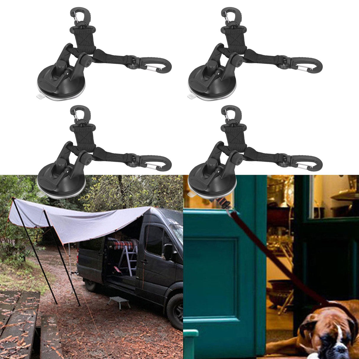 4PCS Suction Cup Anchor Multipurpose Heavy Duty Camping Tent Suction Cup Outdoor Double Head Securing Hook