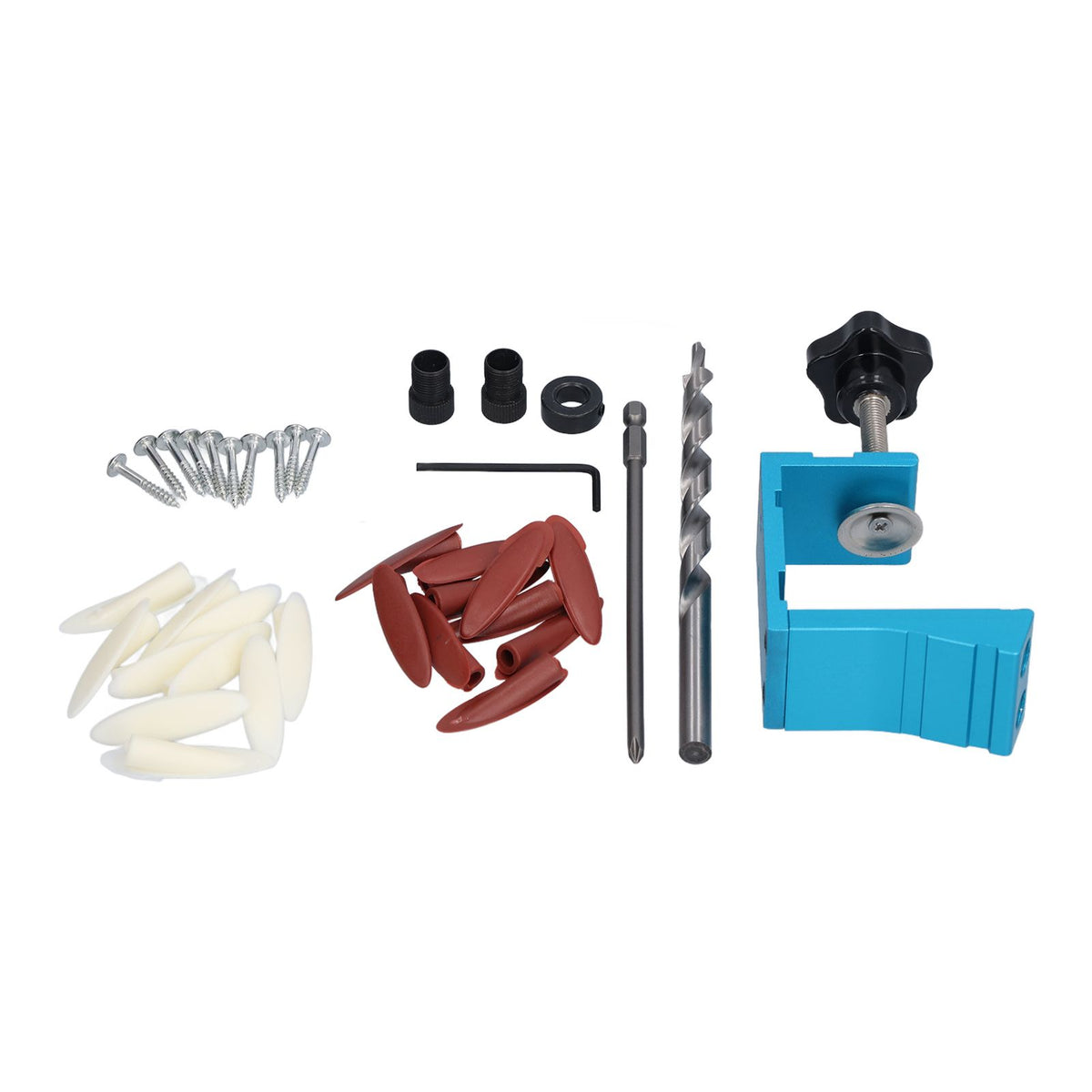 15° Oblique Hole Locator Positioner Set Aluminum Alloy Pocket Hole Jig Kit Woodworking Accessory Blue