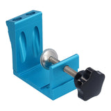 15° Oblique Hole Locator Positioner Set Aluminum Alloy Pocket Hole Jig Kit Woodworking Accessory Blue - Top-Down View