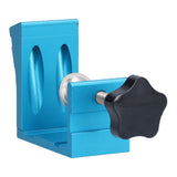 15° Oblique Hole Locator Positioner Set Aluminum Alloy Pocket Hole Jig Kit Woodworking Accessory Blue - Rear View