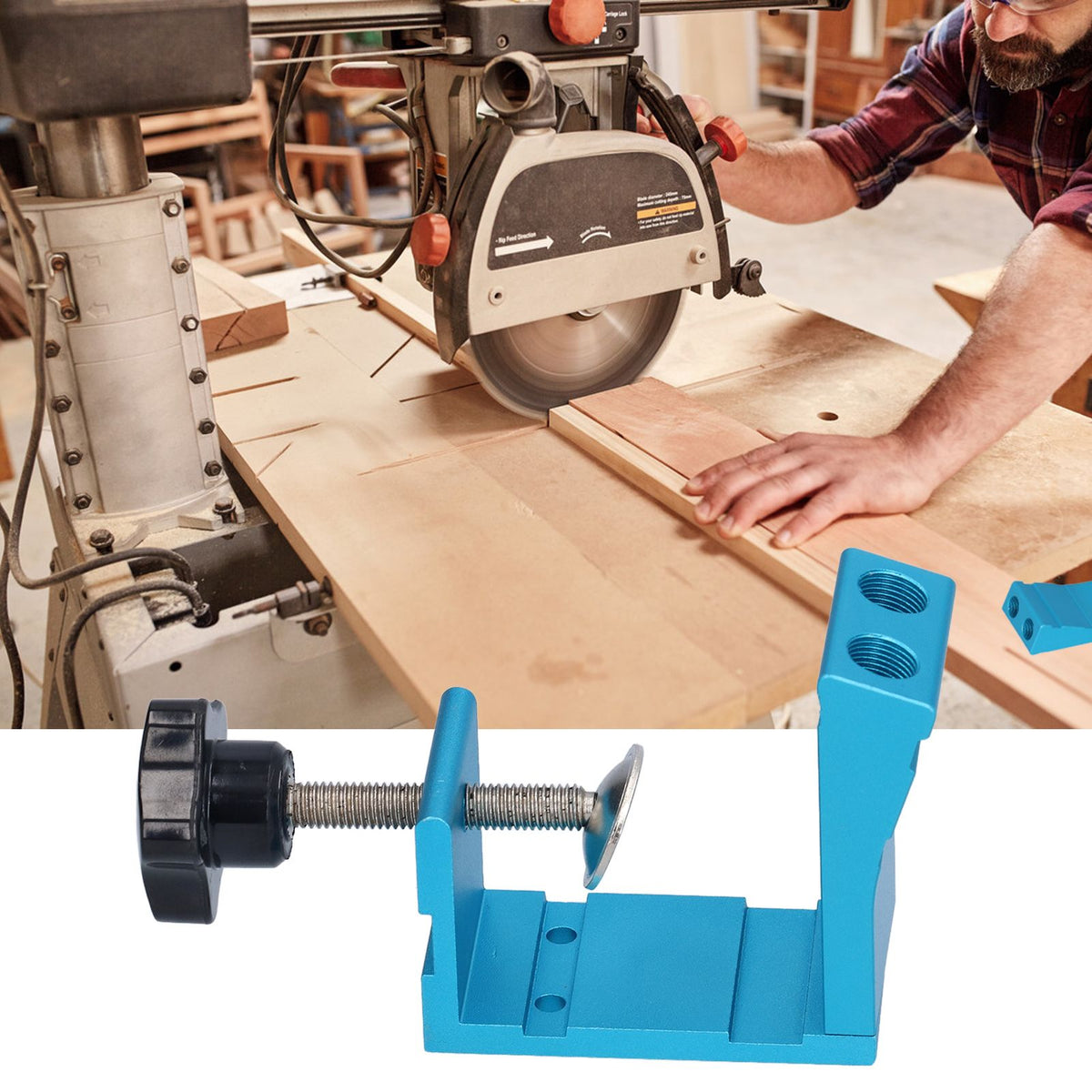 15° Oblique Hole Locator Positioner Set Aluminum Alloy Pocket Hole Jig Kit Woodworking Accessory Blue