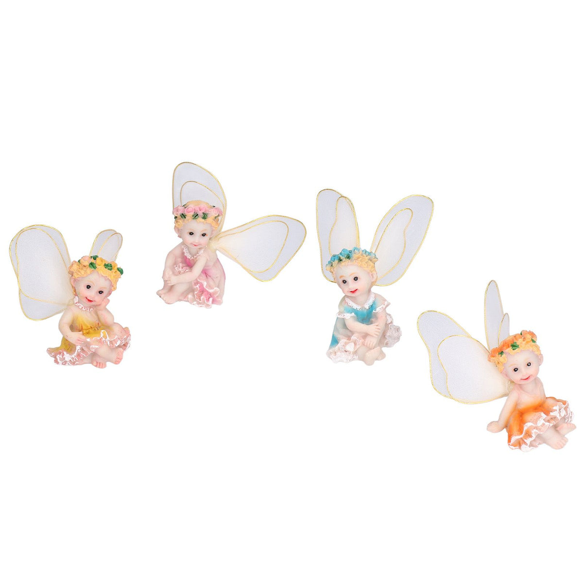4Pcs Flower Fairies Figurines Garden Home Ornament Fairy Figures Resin Craft Bonsai Decoration