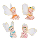 4Pcs Flower Fairies Figurines Garden Home Ornament Fairy Figures Resin Craft Bonsai Decoration - Top-Down View