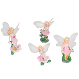 4Pcs Flower Fairies Figurines Statue Garden Home Ornament Resin Model Miniature Landscape Decor - Side View
