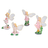 4Pcs Flower Fairies Figurines Statue Garden Home Ornament Resin Model Miniature Landscape Decor
