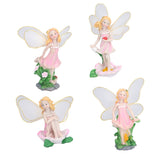 4Pcs Flower Fairies Figurines Statue Garden Home Ornament Resin Model Miniature Landscape Decor - Low Angle