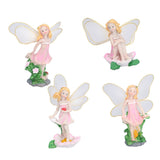 4Pcs Flower Fairies Figurines Statue Garden Home Ornament Resin Model Miniature Landscape Decor