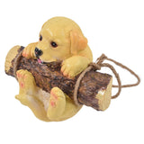 Resin Swinging Puppy Dog Statue Simulation Animal Model Figurine Sculpture Crafts Outdoor Garden Decoration