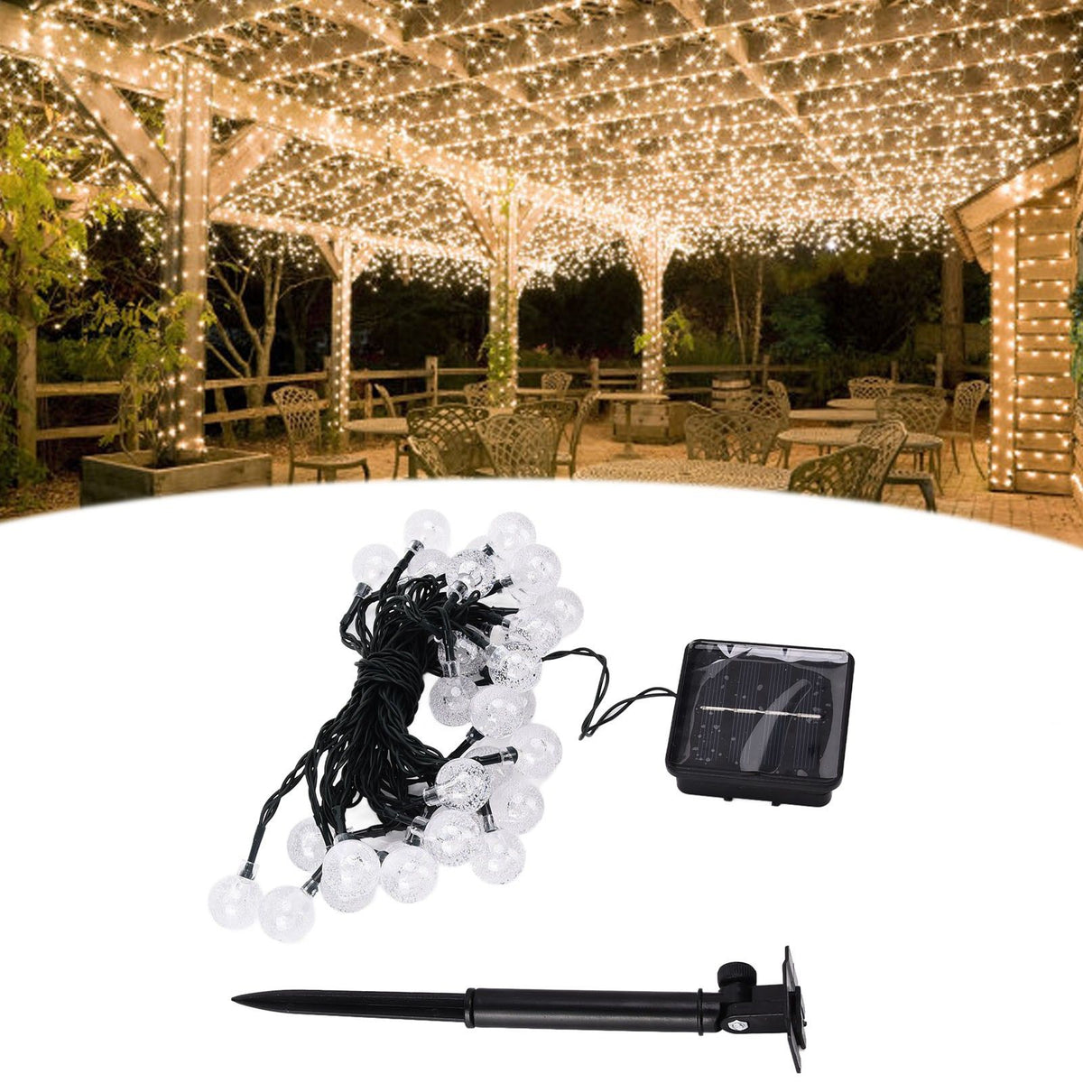 21ft 30LED Solar String Light Warm Waterproof Lamp String Light for Outdoor Yard Lawn Decor