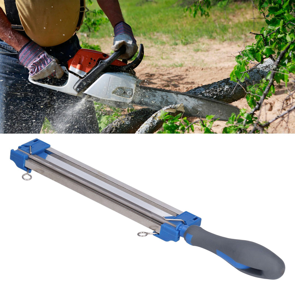 2 in 1 Chainsaw Sharpener Steel Chainsaw File 5/32 Inch Portable Easy Chain Saw Sharpener