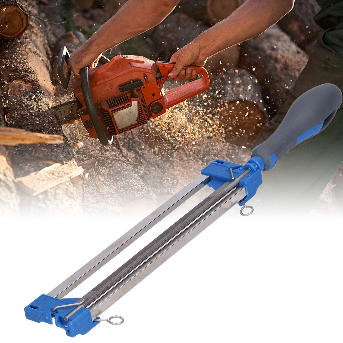 2 in 1 Chainsaw Sharpener Steel Chainsaw File 5/32 Inch Portable Easy Chain Saw Sharpener