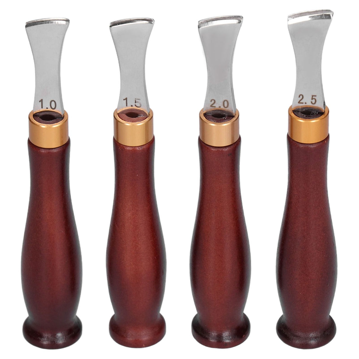 4pcs Leather Edgers Sharp Professional Trimming Working Kit with Wooden Handle for DIY Craft Leather Cutting