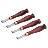 4pcs Leather Edgers Sharp Professional Trimming Working Kit with Wooden Handle for DIY Craft Leather Cutting - Front View