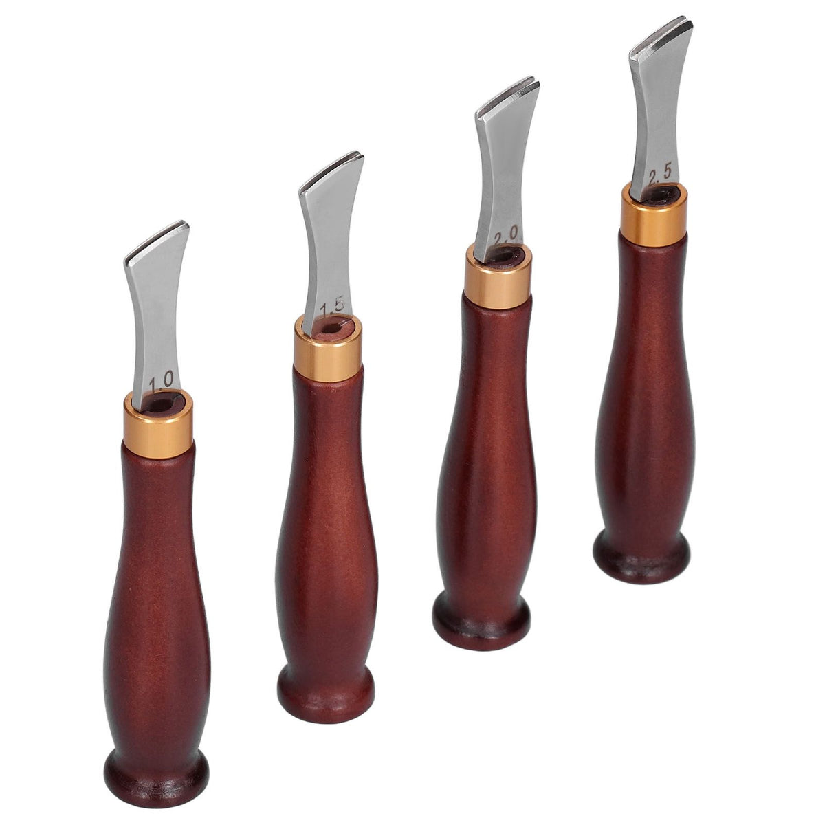 4pcs Leather Edgers Sharp Professional Trimming Working Kit with Wooden Handle for DIY Craft Leather Cutting