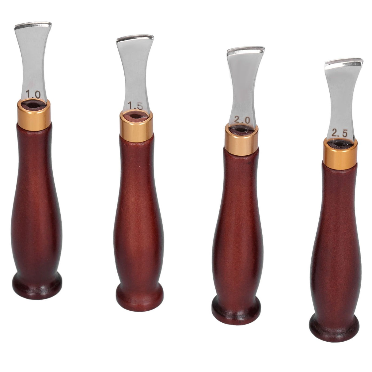 4pcs Leather Edgers Sharp Professional Trimming Working Kit with Wooden Handle for DIY Craft Leather Cutting
