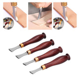 4pcs Leather Edgers Sharp Professional Trimming Working Kit with Wooden Handle for DIY Craft Leather Cutting