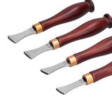4pcs Leather Edgers Sharp Professional Trimming Working Kit with Wooden Handle for DIY Craft Leather Cutting