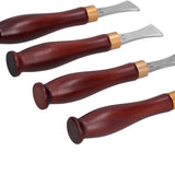 4pcs Leather Edgers Sharp Professional Trimming Working Kit with Wooden Handle for DIY Craft Leather Cutting