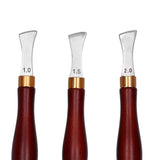 4pcs Leather Edgers Sharp Professional Trimming Working Kit with Wooden Handle for DIY Craft Leather Cutting