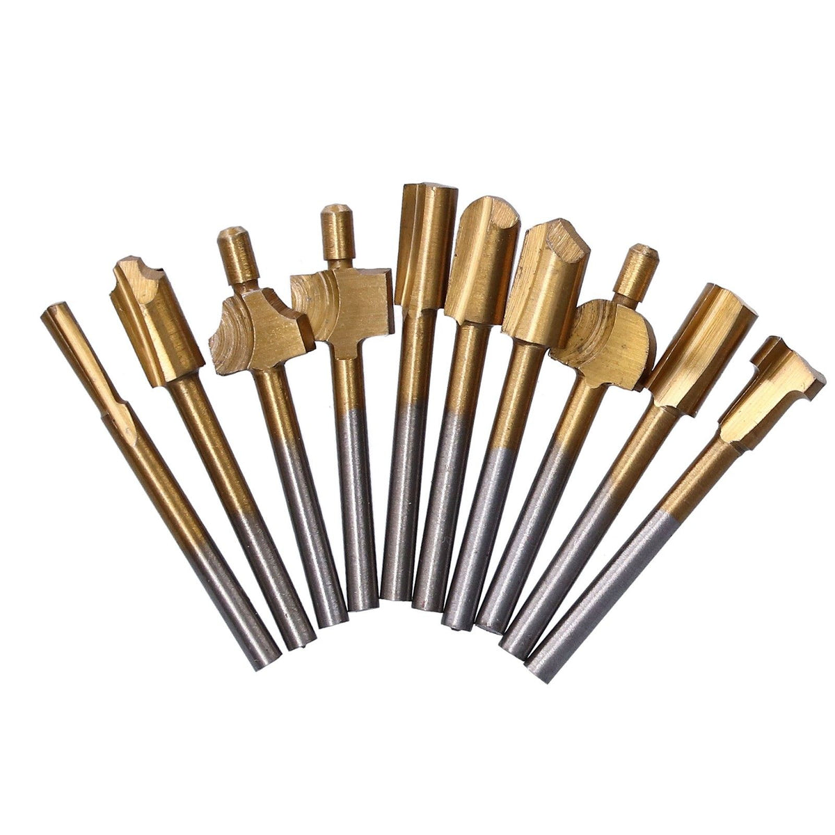 10pcs Carpentry Router Bits Carbide Rotary Burr Set for DIY Woodworking Carving Engraving Drilling