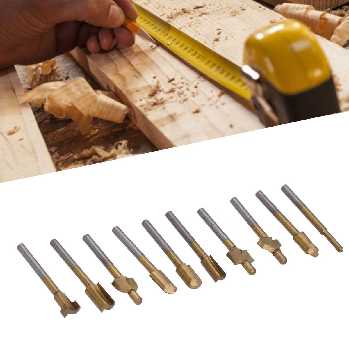 10pcs Carpentry Router Bits Carbide Rotary Burr Set for DIY Woodworking Carving Engraving Drilling