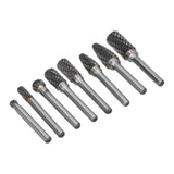 8pcs Tungsten Carbide Burr Bits Dia 6mm Rotary File Set for Wood Carving Metal Working - Front View