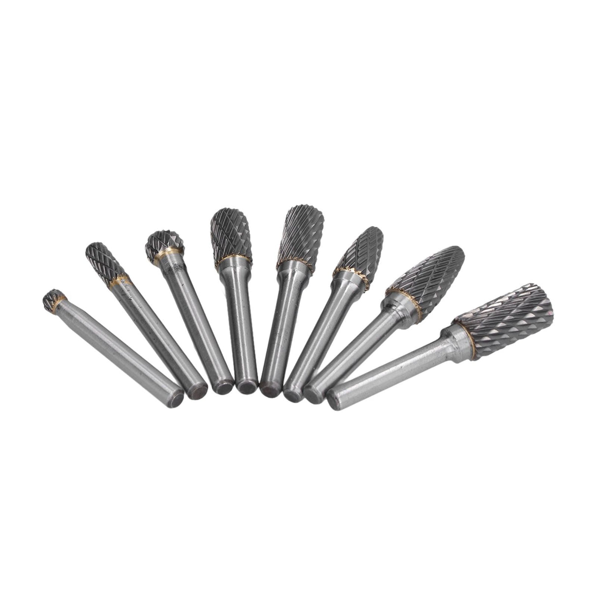 8pcs Tungsten Carbide Burr Bits Dia 6mm Rotary File Set for Wood Carving Metal Working